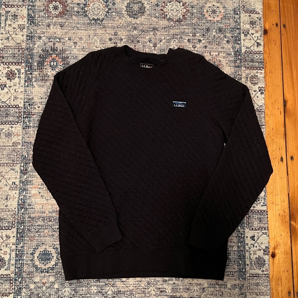 LLBean Quilted Mens Crewneck Pullover Sweatshirt